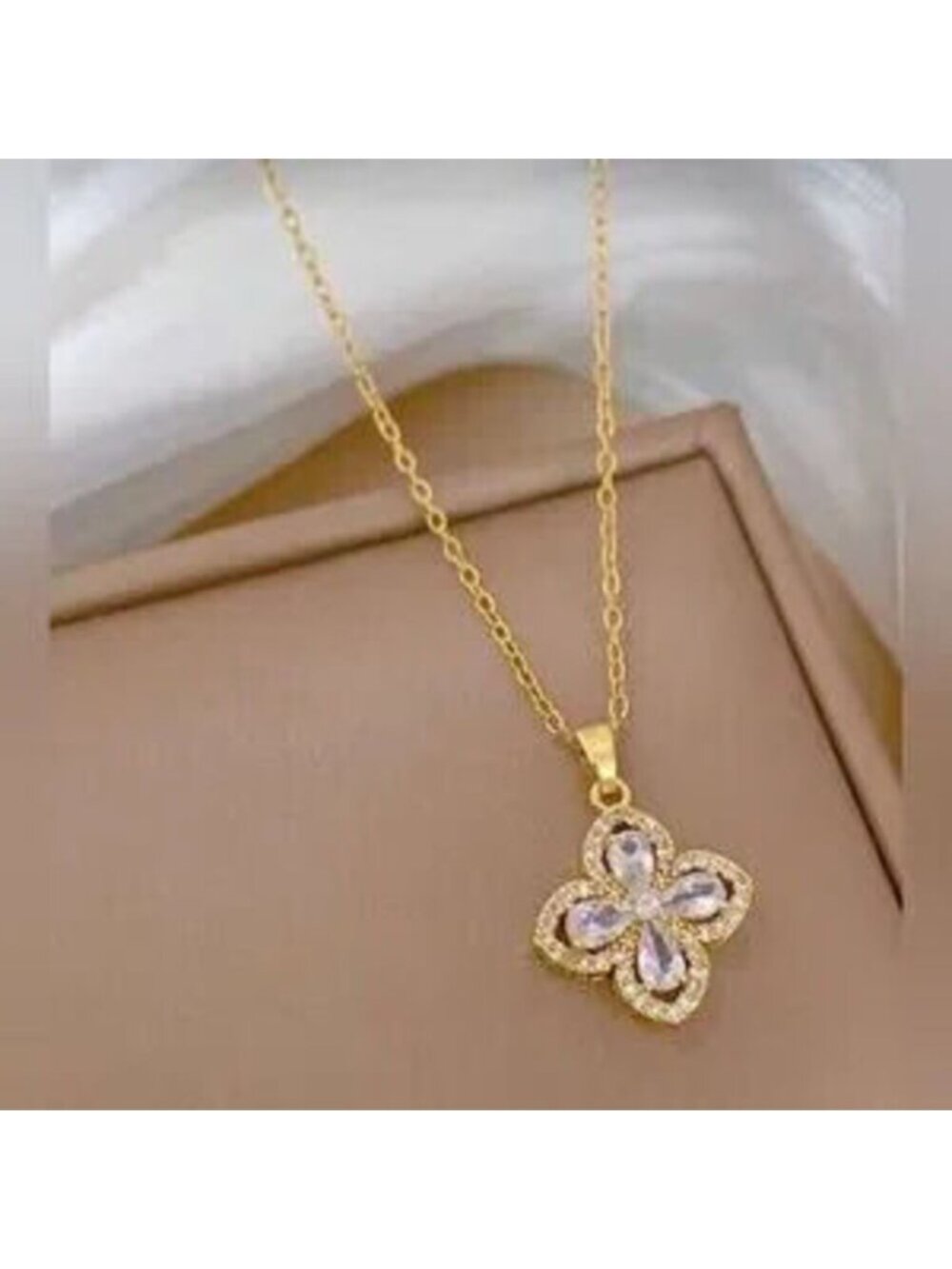 Gold Stainless Steel CZ Butterfly Pendant Necklace Gift Dainty
